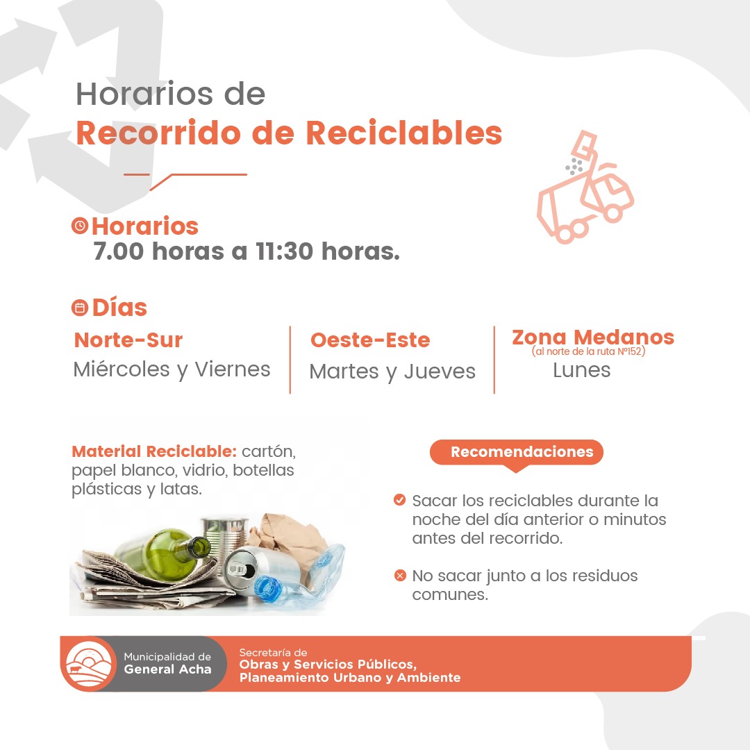 Horario recorrido reciclables