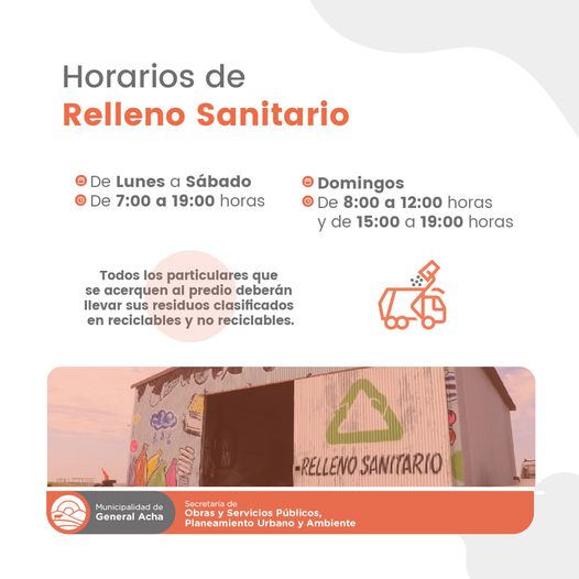 Horarios relleno Sanitario n